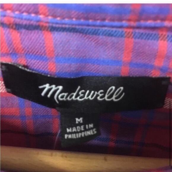 Madewell Plaid Button Down Top Size Medium - Picture 7 of 8